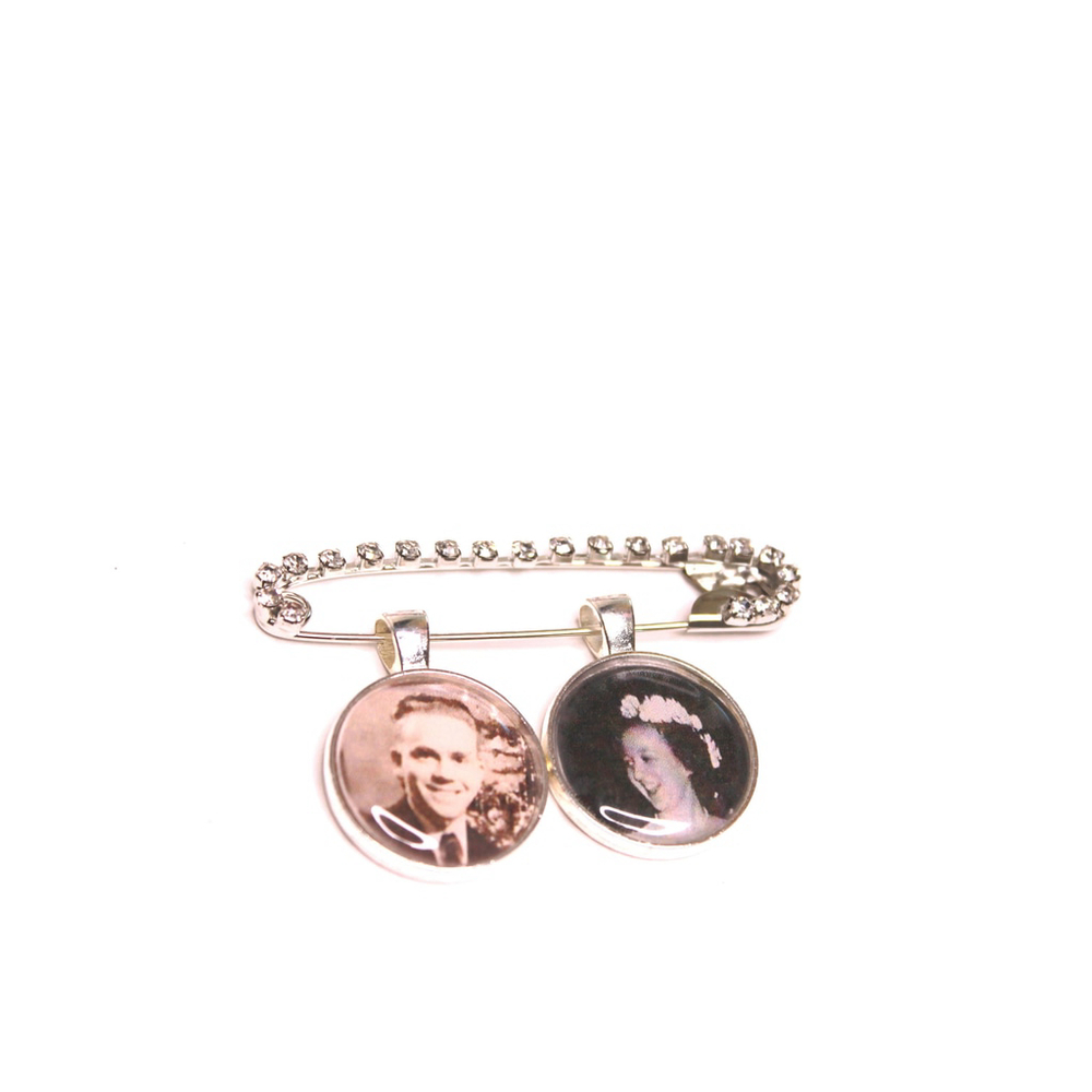 Personalized Bridal Bouquet Charm, Wedding Boutonniere Pin, Bride